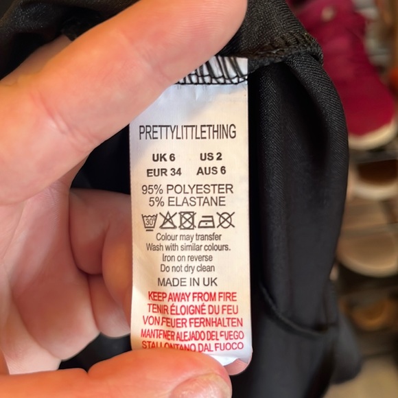 Prettylittlething black Bardot frill hem midi dress uk 6 us 2 - Picture 4 of 4